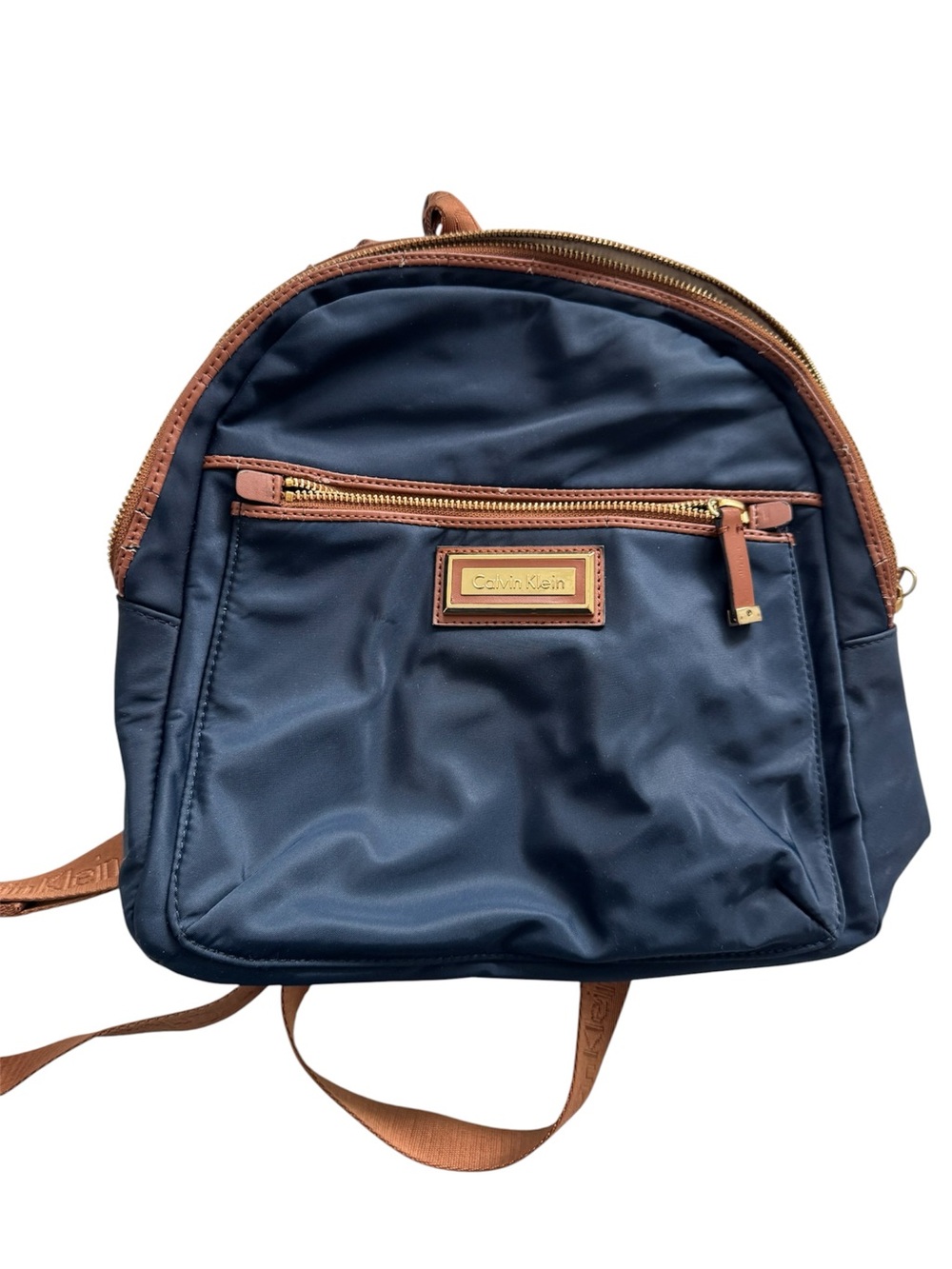 Calvin Klein Navy and Brown Trim Compact Backpack